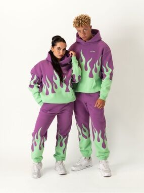 Kill Crew Purple & Green Flame Jogger Pants